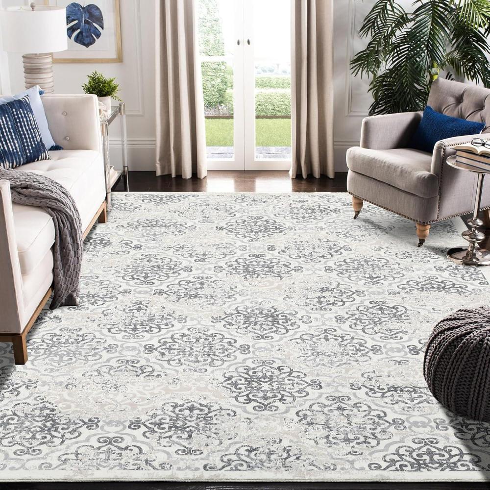 image:imageGarvee 8x10 ft Area Rugs for Living RoomBedroom Low Pile NonSlip Washable Indoor Door Mat Gray Carpet for Kids Boys Girls Dorm Nursery Home Decor AestheticGrey