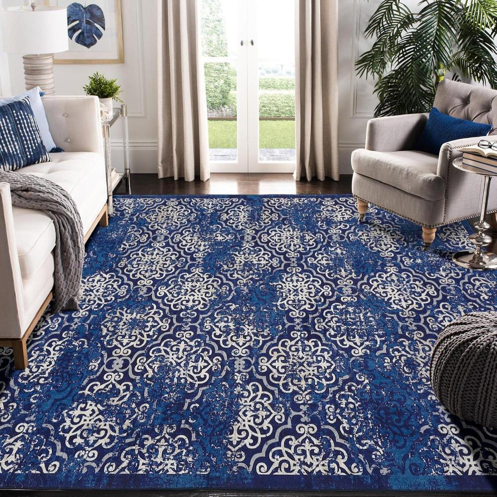 image:imageGarvee 8x10 ft Area Rugs for Living RoomBedroom Low Pile NonSlip Washable Indoor Door Mat Gray Carpet for Kids Boys Girls Dorm Nursery Home Decor AestheticMarine