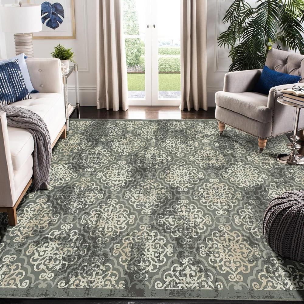 image:imageGarvee 8x10 ft Area Rugs for Living RoomBedroom Low Pile NonSlip Washable Indoor Door Mat Gray Carpet for Kids Boys Girls Dorm Nursery Home Decor AestheticGreen
