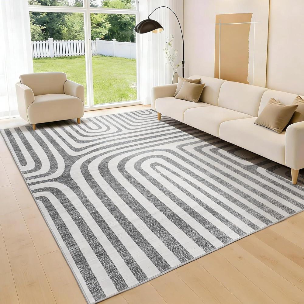 image:imageGarvee 9X12 Area Rugs for Living Room Abstract Modern Washable Rugs NonSlip LowPile Soft Floor Carpet for Bedroom Living Room Dining Room GreenBlack