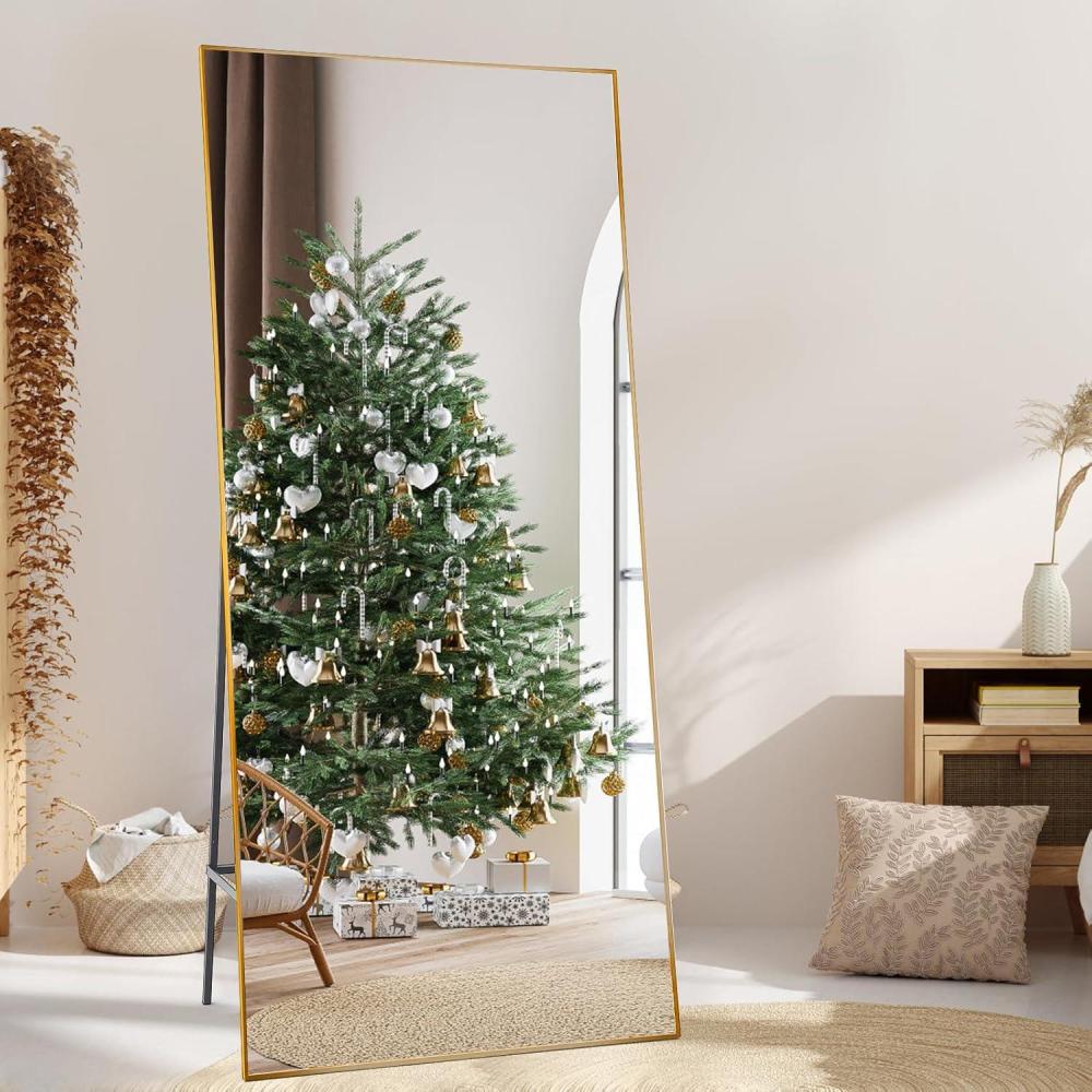 image:imageGarvee Full Length Mirror 76  34 Oversized FullBody Hanging or Leaning Rectangle Mirror Aluminum Alloy Thin Frame Floor Mirror for Bedroom LivingDressing Room Gym GoldWhite