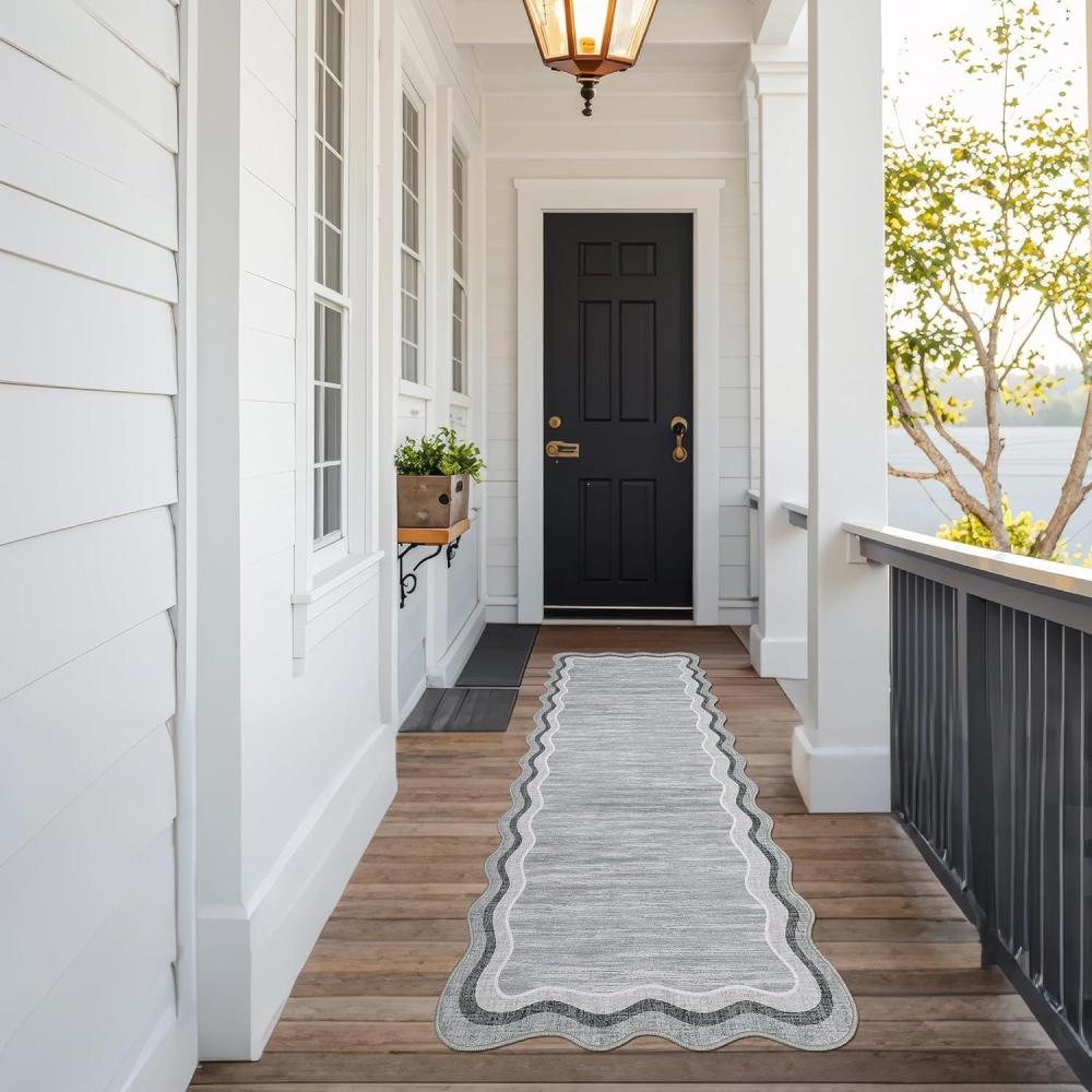 image:imageGarvee Scalloped 8x10 Rugs Washable Area Rugs for Living RoomModern Stain Resistant Solid Rug for Bedroom Scalloped Low Pile NonSlip Neutral Rug for Farmhouse Dining Room Home Office DormGreyScallopedgrey