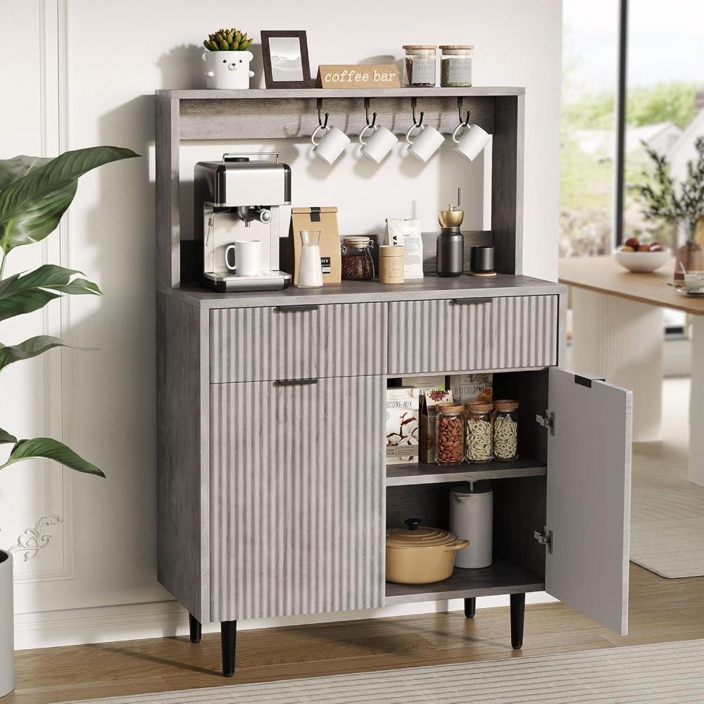 image:imageGarvee Sideboard Buffet Cabinet with Storage Coffee Bar with Adjustable Shelves amp 2 Drawers Modern Wood Buffet Console Table for Dining Room Living Room Kitchen Entryway NaturalGrey