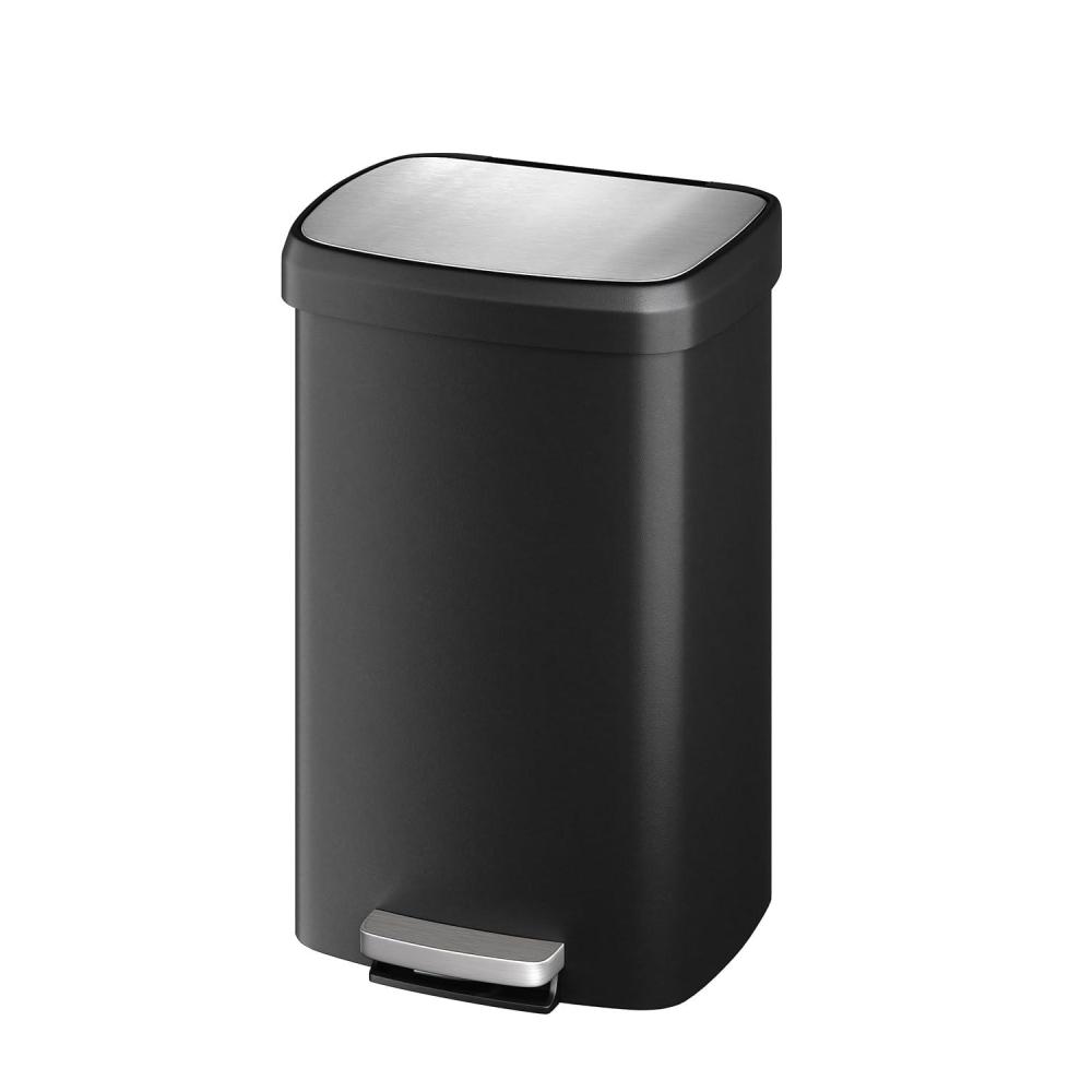 image:imageGarvee Stainless Steel Trash Can 50 L13 gal Hands Free Garbage Can with Soft Close Lid and Foot Pedal Metal Kitchen Waste Bin with Inner Bucket for Living Room Office D Shape SilverBlack