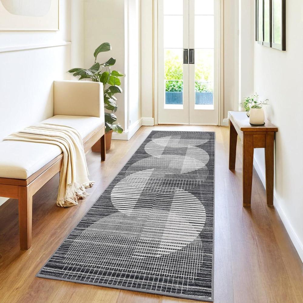 image:imageGarvee Washable 9x12 Area Rug for Living Room Modern Abstract Non Slip Bedroom Rugs Large Non Slip Low Pile Floor Cover for Dining Room Ultra Thin Foldable Throw Carpet for Home Office BlueBlack