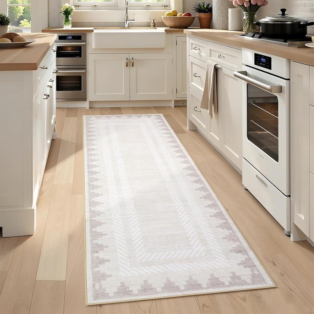 image:imageGarvee Washable Area Rug 8x10 Modern Solid Living Room RugLarge Bordered Rugs for Bedroom Neutral Carpet 8x10 Rugs for Farmhouse Dining Room NonSlip Stain Resistant Under Table Brown RugIvory White