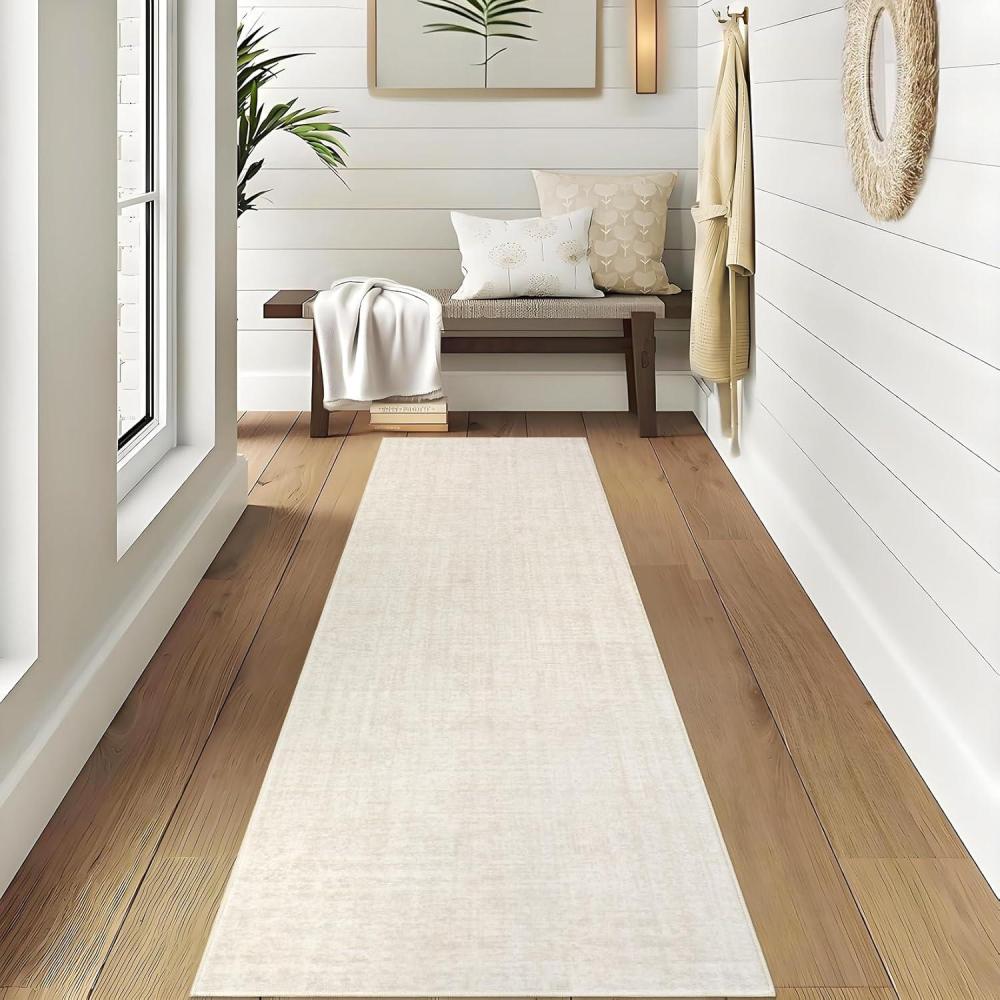 image:imageGarvee Washable Area Rug 9x12 Living Room Rugs Modern Solid Neutral Rug Farmhouse Large Rugs StainResistant PetFriendly Rug Low Pile Non Slip Carpet for Farmhouse Bedroom Dining RoomBlueOff White