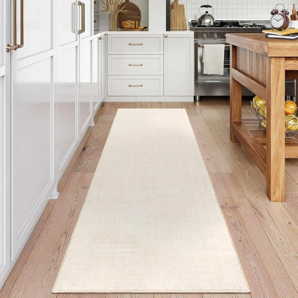 image:imageGarvee Washable Area Rug 9x12 Living Room Rugs Modern Solid Neutral Rug Farmhouse Large Rugs StainResistant PetFriendly Rug Low Pile Non Slip Carpet for Farmhouse Bedroom Dining RoomBlueIvory White