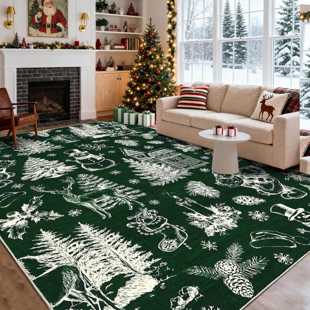 image:imageGarvee Washable Rug 8x10 Area Rugs for Living Room Vintage Non Slip Throw Rugs Distressed Large Rugs for Bedroom Low Pile Soft Non Shedding Stain Resistant Carpet for Dining Room 8x10 BlackFairy Talesgreen