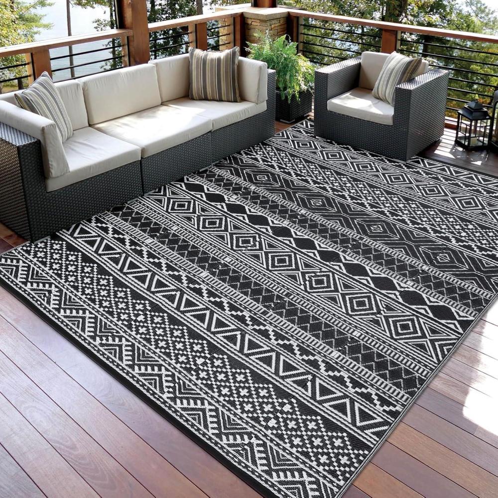 image:imageGarvee Waterproof Outdoor Rug 10x14 Reversible Plastic Straw Patio Camping Rug Indoor Outdoor RV Mat Carpet for Deck Camper Porch Balcony Backyard Picnic