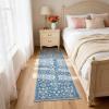 5×7 Area Rugs Living Room Rug: Vintage Washable Rug Floral Soft Carpet Indoor Floor Non-Slip Stain Resistant Large Carpets for Bedroom Kids Nursery Dining Room Farmhouse Home Office, Black(Blue)