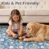 5×7 Area Rugs Living Room Rug: Vintage Washable Rug Floral Soft Carpet Indoor Floor Non-Slip Stain Resistant Large Carpets for Bedroom Kids Nursery Dining Room Farmhouse Home Office, Black(Blue)