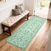 5×7 Area Rugs Living Room Rug: Vintage Washable Rug Floral Soft Carpet Indoor Floor Non-Slip Stain Resistant Large Carpets for Bedroom Kids Nursery Dining Room Farmhouse Home Office, Black(Green)