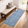 5×7 Area Rugs Living Room Rug: Vintage Washable Rug Floral Soft Carpet Indoor Floor Non-Slip Stain Resistant Large Carpets for Bedroom Kids Nursery Dining Room Farmhouse Home Office, Black(Blue)