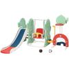 7 in 1 Toddler Slide and Swing Set, 76.4 in Extra Long Kids Slide Climber for Toddlers Age 1-3, Indoor Outdoor Playset with Adjustable Swing and Basketball Hoop, Soccer Golf & Ring Toss Game, Green(Green)