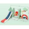 7 in 1 Toddler Slide and Swing Set, 76.4 in Extra Long Kids Slide Climber for Toddlers Age 1-3, Indoor Outdoor Playset with Adjustable Swing and Basketball Hoop, Soccer Golf & Ring Toss Game, Green(Green)