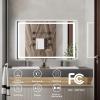 Bathroom Mirror With Lights 60×30 In, Wall Mount Bathroom Vanity Mirror With Front and Backlight, High Magnification, Stepless Dimmable With Anti-Fog, Shatter-Proof, Memory, 3 Colors, for Makeup, Show(27.6″L x 19.7″W)