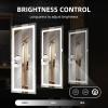 Bathroom Mirror With Lights 60×30 In, Wall Mount Bathroom Vanity Mirror With Front and Backlight, High Magnification, Stepless Dimmable With Anti-Fog, Shatter-Proof, Memory, 3 Colors, for Makeup, Show(90.9″L x 39″W)