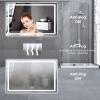 Bathroom Mirror With Lights 60×30 In, Wall Mount Bathroom Vanity Mirror With Front and Backlight, High Magnification, Stepless Dimmable With Anti-Fog, Shatter-Proof, Memory, 3 Colors, for Makeup, Show(27.6″L x 19.7″W)