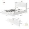 Full LED Bed Frame with 4 Storage Drawers and Storage Headboard, Soft Boucle Upholstered Platform Bed Frame with Charging Station and USB Ports, Solid Wood Slats Support, No Box Spring Needed, Cream(White)