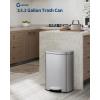 Garvee 13 gal / 50 L Stainless Steel Kitchen Trash Can with Lid, Large Rustproof Garbage Can for Kitchen, Step-on Metal Trash Bin with Inner Bucket, Rear Handle, Soft Close Lid, Silver(Silver)