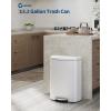 Garvee 13 gal / 50 L Stainless Steel Kitchen Trash Can with Lid, Large Rustproof Garbage Can for Kitchen, Step-on Metal Trash Bin with Inner Bucket, Rear Handle, Soft Close Lid, Silver(White)