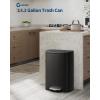 Garvee 13 gal / 50 L Stainless Steel Kitchen Trash Can with Lid, Large Rustproof Garbage Can for Kitchen, Step-on Metal Trash Bin with Inner Bucket, Rear Handle, Soft Close Lid, Silver(Black)