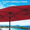 Garvee 13ft Patio Umbrella with Double Canopy, Premium Commercial Extra Large Market Umbrella for Outdoor Dining Sets, Resort Patios and Backyard Entertainment Areas, w/o Base(Claret)