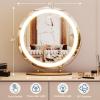 Garvee 19 in Vanity Mirror with Led Lights, Large Round Makeup Mirror with Touch Control and 3 Color Lighting Modes, Round Vanity Mirror for Bedroom, Tabletop, Living Room, Easy to Install, Gold(Golden)