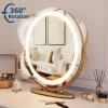 Garvee 19 in Vanity Mirror with Led Lights, Large Round Makeup Mirror with Touch Control and 3 Color Lighting Modes, Round Vanity Mirror for Bedroom, Tabletop, Living Room, Easy to Install, Gold(Golden)
