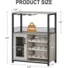 Garvee 3-Tier Wine Bar Cabinet with Lights, Liquor Cabinet with Wine Rack & Glass Holder, Coffee Bar with Storage & Door, Sideboard Buffet Bar for Living Room, Dining Room, Kitchen, Brown(Grey & Led Light)