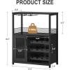 Garvee 3-Tier Wine Bar Cabinet with Lights, Liquor Cabinet with Wine Rack & Glass Holder, Coffee Bar with Storage & Door, Sideboard Buffet Bar for Living Room, Dining Room, Kitchen, Brown(Black & Led Light)