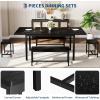 Garvee 5 PCs Extendable Dining Table Set for 4-8 People, 63 in Kitchen Table with 2 Benches & 2 Stools, Modern Dining Room Furniture, Easy Assembly Metal Frame(Black)