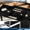 Garvee 5 PCs Extendable Dining Table Set for 4-8 People, 63 in Kitchen Table with 2 Benches & 2 Stools, Modern Dining Room Furniture, Easy Assembly Metal Frame(Black)