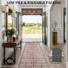 Garvee 9×12 Large Living Room Rug for Bedroom Vintage Oriental Foldable Non-Skid Stain Resistant Area Rugs Washable Traditional Print Soft Low-Pile Non-Shedding Accent Carpet, Beige(Beige)