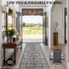 Garvee 9×12 Large Living Room Rug for Bedroom Vintage Oriental Foldable Non-Skid Stain Resistant Area Rugs Washable Traditional Print Soft Low-Pile Non-Shedding Accent Carpet, Beige(Grey)