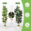 Garvee Artificial Fiddle Leaf Fig Tree with White Planter, Fake Plant with Natural Wood Trunk, Faux Ficus Tree Fake Moss for Home Office Living Room Decor(Set of 1)