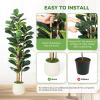 Garvee Artificial Fiddle Leaf Fig Tree with White Planter, Fake Plant with Natural Wood Trunk, Faux Ficus Tree Fake Moss for Home Office Living Room Decor(Set of 1)
