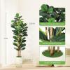 Garvee Artificial Fiddle Leaf Fig Tree with White Planter, Fake Plant with Natural Wood Trunk, Faux Ficus Tree Fake Moss for Home Office Living Room Decor(Set of 1)