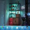 Garvee Bar Cabinet with LED Lights, 71.2 in Tall Wine Liquor Cabinets with Power Outlets and Glass Holder, Coffee Bar Station for Living Room, Microwave Stand Bakers Rack Cabinets(Brown)