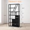 Garvee Bar Cabinet with LED Lights, 71.2 in Tall Wine Liquor Cabinets with Power Outlets and Glass Holder, Coffee Bar Station for Living Room, Microwave Stand Bakers Rack Cabinets(Black)