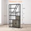 Garvee Bar Cabinet with LED Lights, 71.2 in Tall Wine Liquor Cabinets with Power Outlets and Glass Holder, Coffee Bar Station for Living Room, Microwave Stand Bakers Rack Cabinets(Grey)