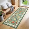 Garvee Bathroom Runner Rug 2×6 Machine Washable Non-Slip Kitchen Runners for Hallways Soft Low Pile Lightweight Long Carpet Rugs Farmhouse Indoor Floor Mat for Bedroom, Bathroom Beige(Green)