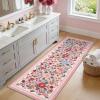 Garvee Bathroom Runner Rug 2×6 Machine Washable Non-Slip Kitchen Runners for Hallways Soft Low Pile Lightweight Long Carpet Rugs Farmhouse Indoor Floor Mat for Bedroom, Bathroom Beige(Pink)