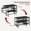 Garvee Dining Table Set for 4, Kitchen Table Set for 4 with 2 Benches, 3 Piece Dining Room Table Set for Small Space Apartment, Black(Black)