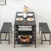 Garvee Dining Table Set for 4, Kitchen Table Set for 4 with 2 Benches, 3 Piece Dining Room Table Set for Small Space Apartment, Black(Black)