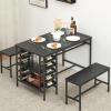 Garvee Dining Table Set for 4, Kitchen Table Set for 4 with 2 Benches, 3 Piece Dining Room Table Set for Small Space Apartment, Black(Black)