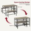 Garvee Dining Table Set for 4, Kitchen Table Set for 4 with 2 Benches, 3 Piece Dining Room Table Set for Small Space Apartment, Black(Grey)