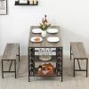 Garvee Dining Table Set for 4, Kitchen Table Set for 4 with 2 Benches, 3 Piece Dining Room Table Set for Small Space Apartment, Black(Grey)