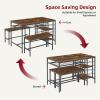 Garvee Dining Table Set for 4, Kitchen Table Set for 4 with 2 Benches, 3 Piece Dining Room Table Set for Small Space Apartment, Black(Retro Brown)